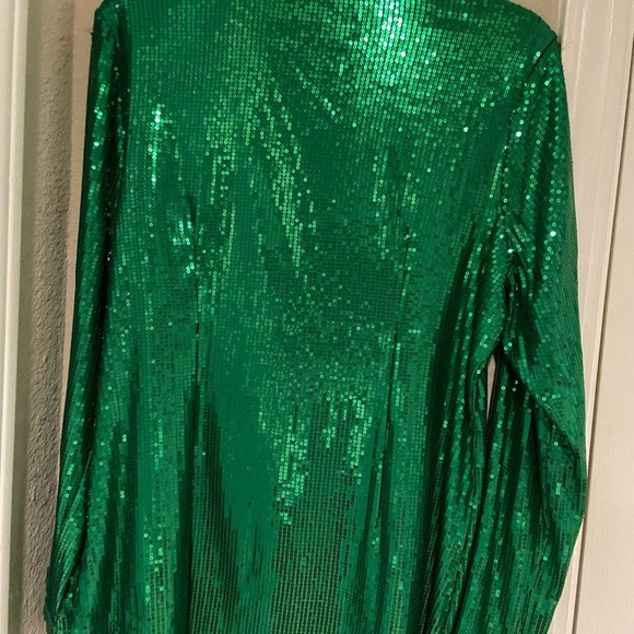Green Sequin Button-Up Shirt - Picture 5 of 7